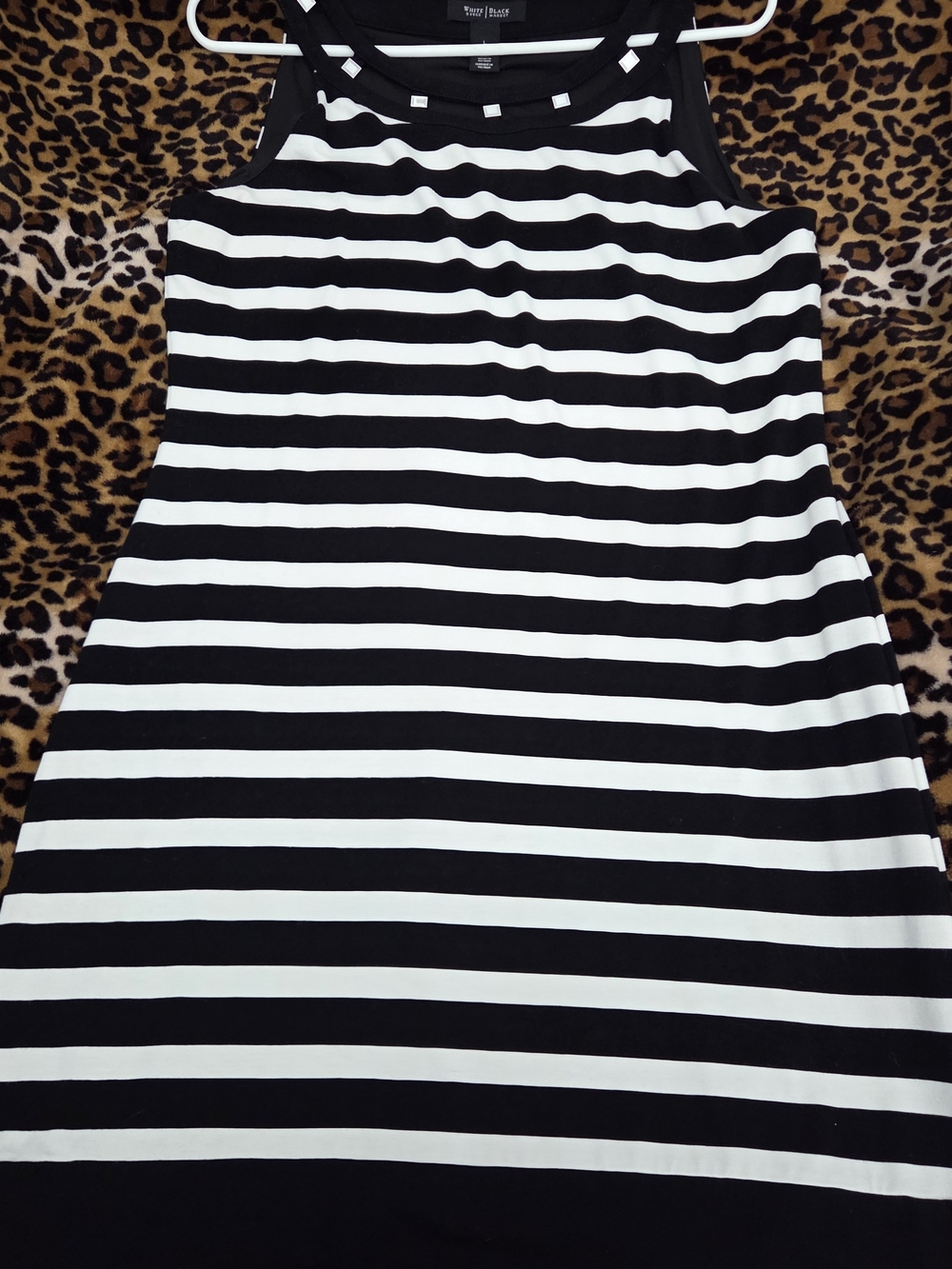 White House Black Market Black and White Striped A-Line Skirt
